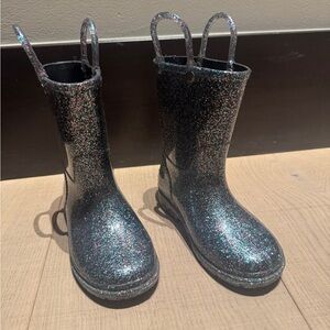 Western Chief Glitter Kids Boots - Black and Silver